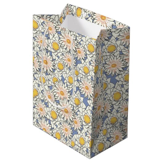 Sac Cadeau Moyen Classique floral adorable bleu et jaune (Dos Angle)