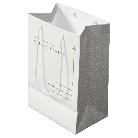 Sac Cadeau Moyen Classy Elegant Minimal Gold Typographie Christenin (Devant Angle)