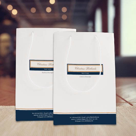 Sac Cadeau Moyen Classy Navy Blue Ivory