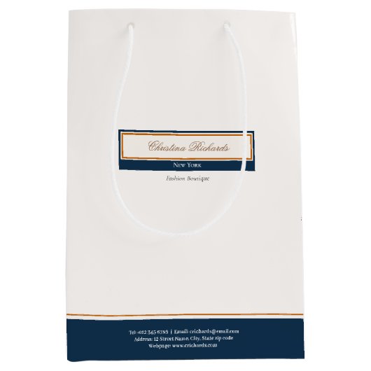 Sac Cadeau Moyen Classy Navy Blue Ivory (Devant)