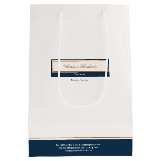 Sac Cadeau Moyen Classy Navy Blue Ivory (Dos)