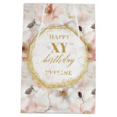 Sac Cadeau Moyen Classy Pastel Rose Rustic Gold 80e anniversaire (Dos)