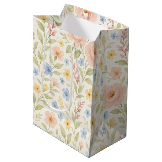 Sac Cadeau Moyen Classy Shabby Chic Floral Motif (Devant Angle)