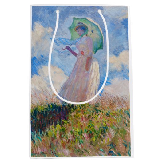Sac Cadeau Moyen Claude Monet - Femme avec Parasol face à gauche (Devant)