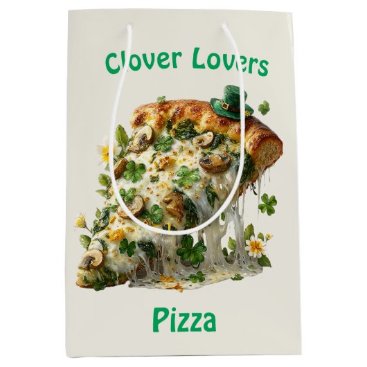 Sac Cadeau Moyen Clover Lovers Pizza St. Patrick’s Day (Devant)