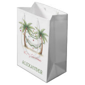 Sac Cadeau Moyen Coastal Christmas Palm Trees With Hammock (Dos Angle)