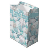 Sac Cadeau Moyen Coastal Seashell & Coral Motif#3 ID1009 (Devant Angle)