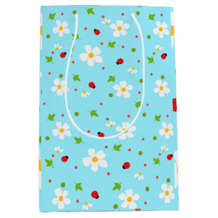 Sac Cadeau Moyen Coccinelle Jardin Floral Motif Sans Couture