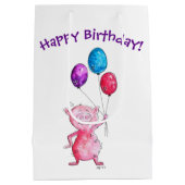 Sac Cadeau Moyen Cochon rose géant avec ballons (Dos)