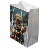 Sac Cadeau Moyen Cockapoo Chien chevauchant la moto Noël (Dos Angle)