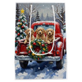 Sac Cadeau Moyen Cockapoo Christmas Red Truck Holiday (Dos)