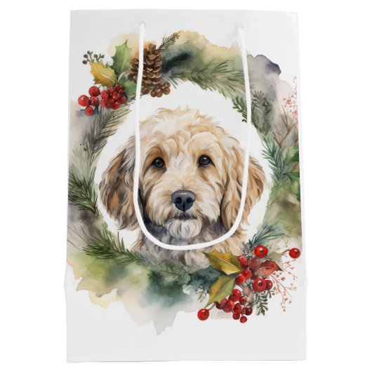 Sac Cadeau Moyen Cockapoo Christmas Wreath Festive Pup (Dos)