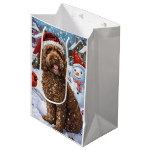 Sac Cadeau Moyen Cockapoo Winter Wonderland Christmas Joy