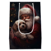 Sac Cadeau Moyen Cockapou avec Noël Festif du Père Noël (Dos)