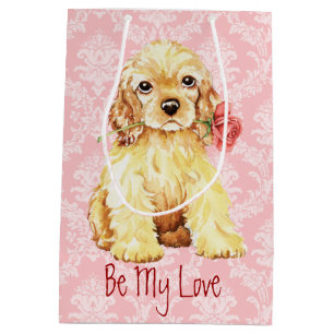Sac Cadeau Moyen Cocker rose de Valentine