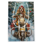 Sac Cadeau Moyen Cocker Spaniel Chien équitation Moto Noël (Devant)