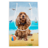 Sac Cadeau Moyen Cocker Spaniel Chien sur la plage (Devant)