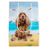 Sac Cadeau Moyen Cocker Spaniel Chien sur la plage (Dos)