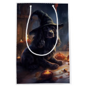 Sac Cadeau Moyen Cocker Spaniel Citrouilles Halloween effrayant (Devant)