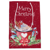 Sac Cadeau Moyen Coco chaud de Noël et pin (Devant)