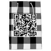Sac Cadeau Moyen Code QR Anniversaire sur Buffalo PLaid (Devant)