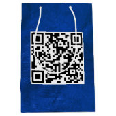 Sac Cadeau Moyen Code QR Anniversaire Sur Cuir Bleu (Devant)