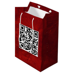 Sac Cadeau Moyen Code QR Anniversaire Sur Cuir Rouge