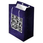 Sac Cadeau Moyen Code QR Anniversaire Sur Cuir Violet (Devant Angle)