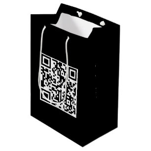 Sac Cadeau Moyen Code QR Anniversaire sur noir