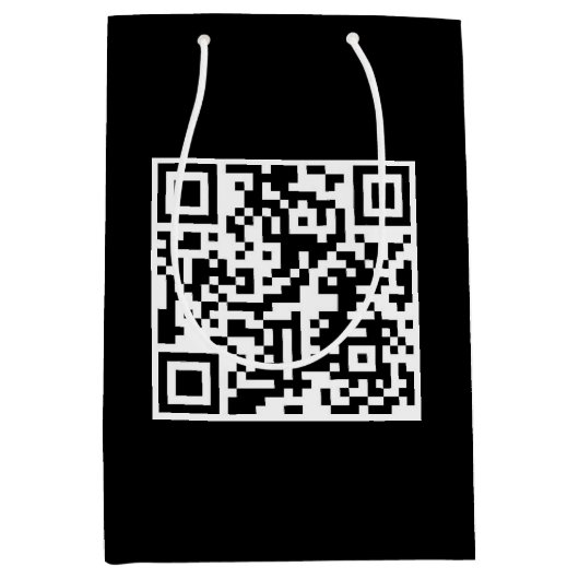 Sac Cadeau Moyen Code QR Anniversaire sur noir (Devant)