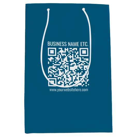 Sac Cadeau Moyen Code QR bleu océan modifiable (Devant)