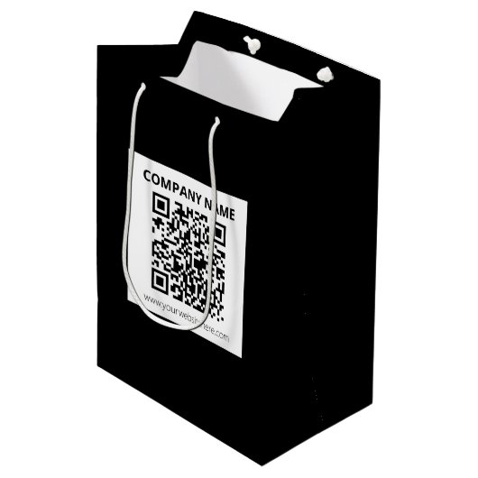 Sac Cadeau Moyen Code QR modifiable & Conception simple et personna (Devant Angle)