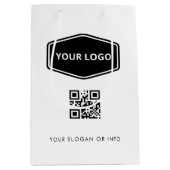 Sac Cadeau Moyen Code QR personnalisé et logo commercial blanc prom (Devant)