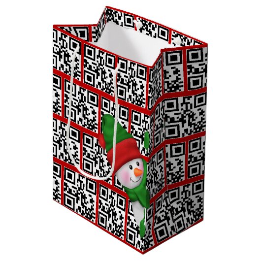 Sac Cadeau Moyen Codes QR Joyeux Vacances (Devant Angle)