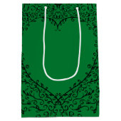 Sac Cadeau Moyen Coeur gothique Mariage noir vert (Dos)