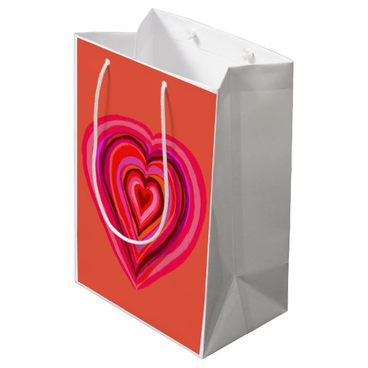 Sac Cadeau Moyen Coeur rose et rouge (Dos Angle)