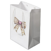 Sac Cadeau Moyen Coeur rose léopard fille Bow Anniversaire (Dos Angle)