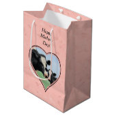 Sac Cadeau Moyen Coeur rose Vache et Veau Holstein (Devant Angle)