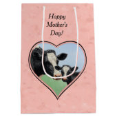 Sac Cadeau Moyen Coeur rose Vache et Veau Holstein (Dos)