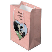Sac Cadeau Moyen Coeur rose Vache et Veau Holstein (Dos Angle)