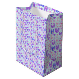 Sac Cadeau Moyen Coeurs aquarelle