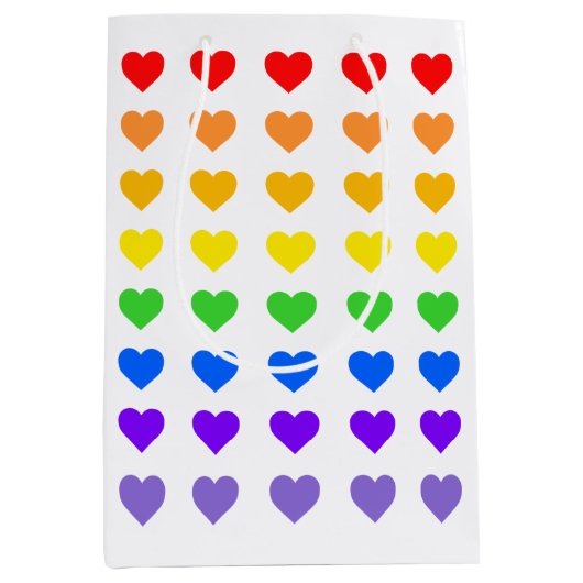 Sac Cadeau Moyen Coeurs arc-en-ciel romantiques (Devant)