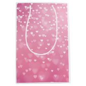 Sac Cadeau Moyen Cœurs blancs roses Anniversaire (Devant)