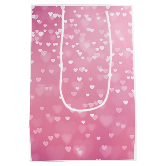 Sac Cadeau Moyen Cœurs blancs roses Anniversaire (Dos)