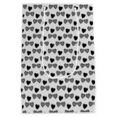 Sac Cadeau Moyen Coeurs d'amour noir et gris (Dos)