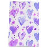 Sac Cadeau Moyen Coeurs d'aquarelle passion violet (Dos)