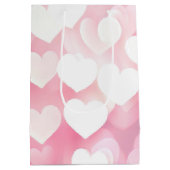 Sac Cadeau Moyen Coeurs De Bokeh Rose Et Blanc (Dos)
