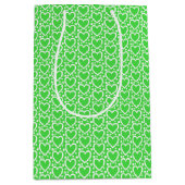 SAC CADEAU MOYEN COEURS DE JOUR VERT ET BLANC VALENTINES (Devant)