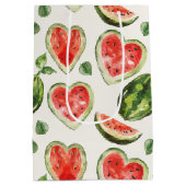 Sac Cadeau Moyen Cœurs de pastèque rouge-vert anniversaire (Dos)
