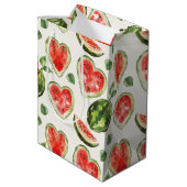Sac Cadeau Moyen Cœurs de pastèque rouge-vert anniversaire (Dos Angle)